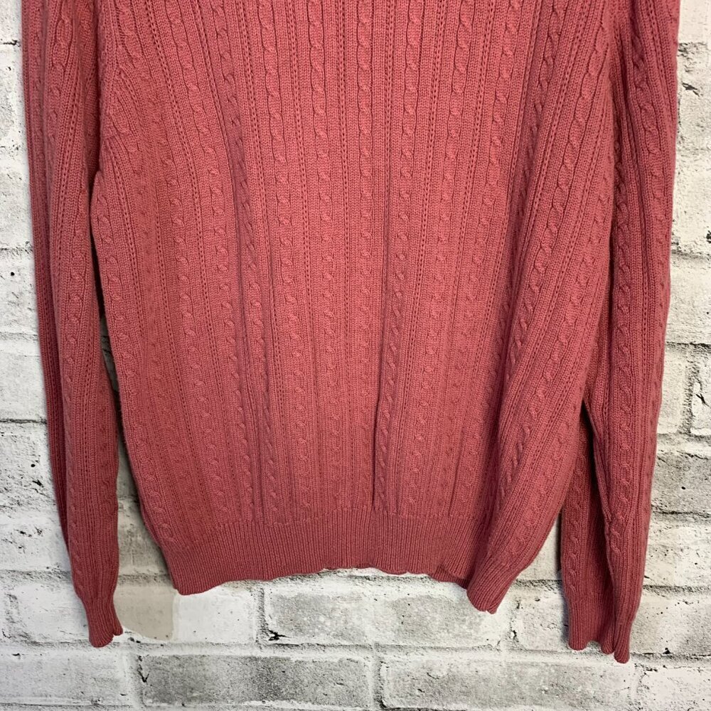 Vintage 90s Cable Knit Sweater M Pink Tradition Country Collection 80s Crewneck - Picture 6 of 14